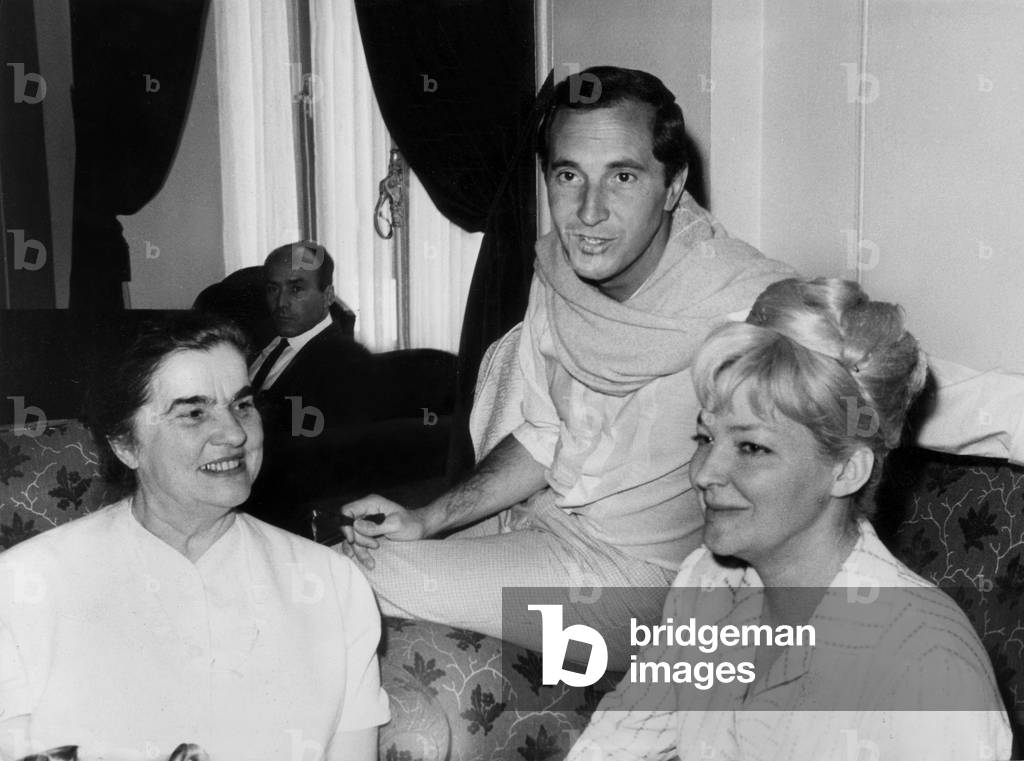 Luis Miguel Dominguin with Youlia Solntzeva and Irina Bondartchouk at festival of film in Saint Sebastien June 9, 1965