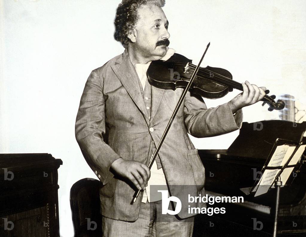Albert Einstein playing the violin, c.1932 (b/w photo)