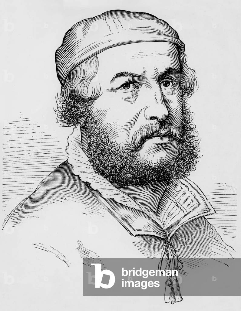 Self portrait of Hans Holbein (1497-1543) German painter and engraver, engraving