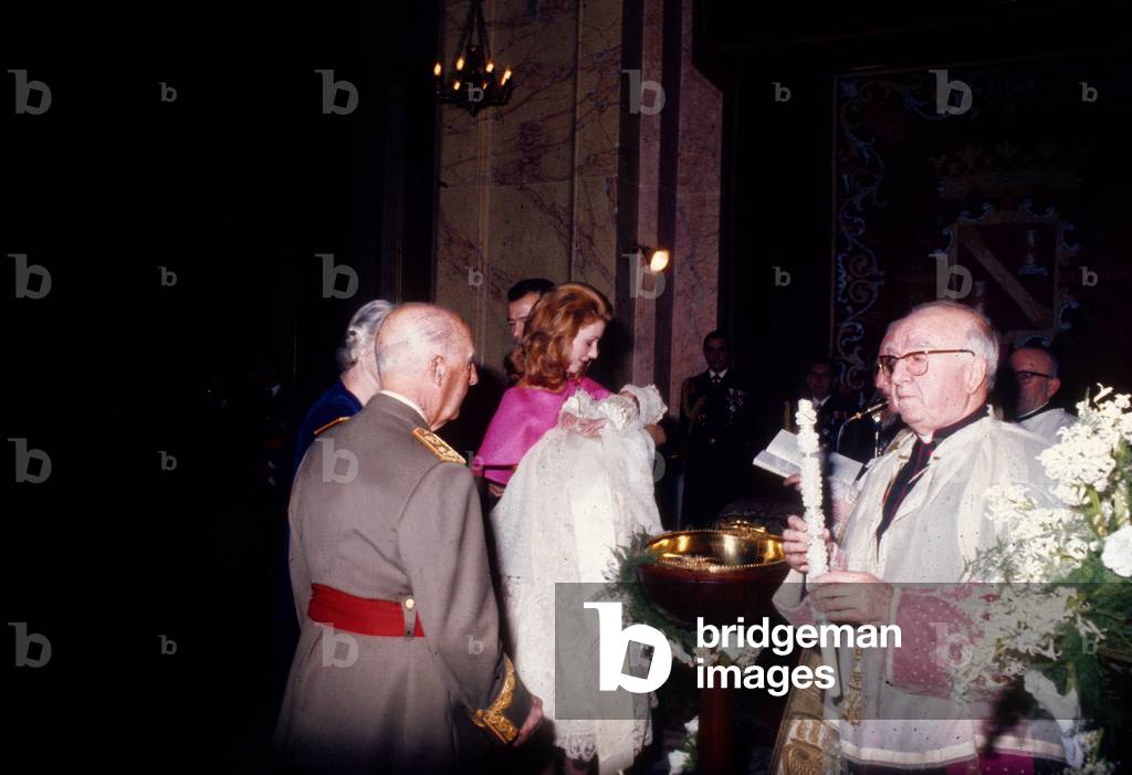 baptism of Francisco Fransisco, grand-son of General Franco, son of Alfonso of Spain and of the duchess of Cadix, December 21, 1972
