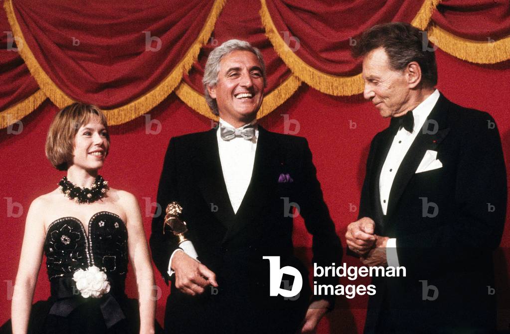 Annick Alane, Jean Loup Dabadie and Jean-Pierre Aumont during Moliers ceremony May 25, 1987