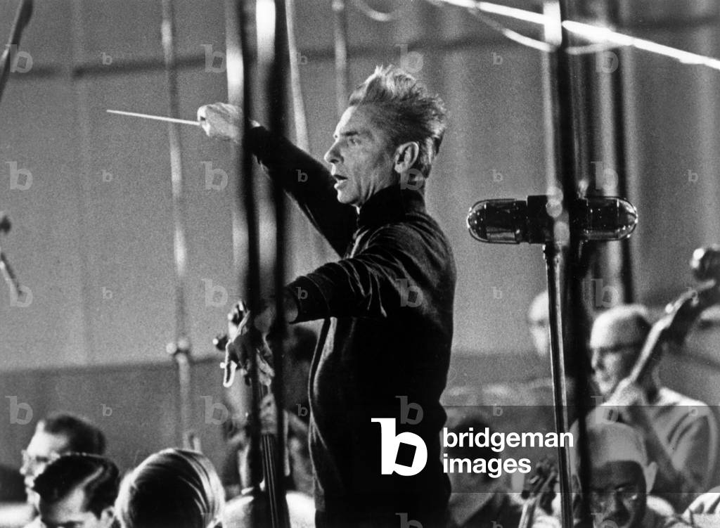 Herbert Von Karajan in Vienna on December 6, 1965 on set of the film version of La Boheme (photo)