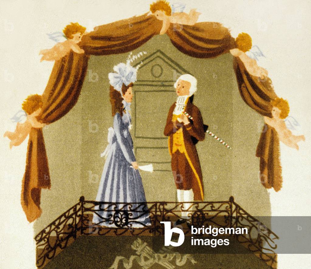 Illustration from 'On ne Badine pas avec l'Amour' by Alfred de Musset (1834), 1944 (colour litho)