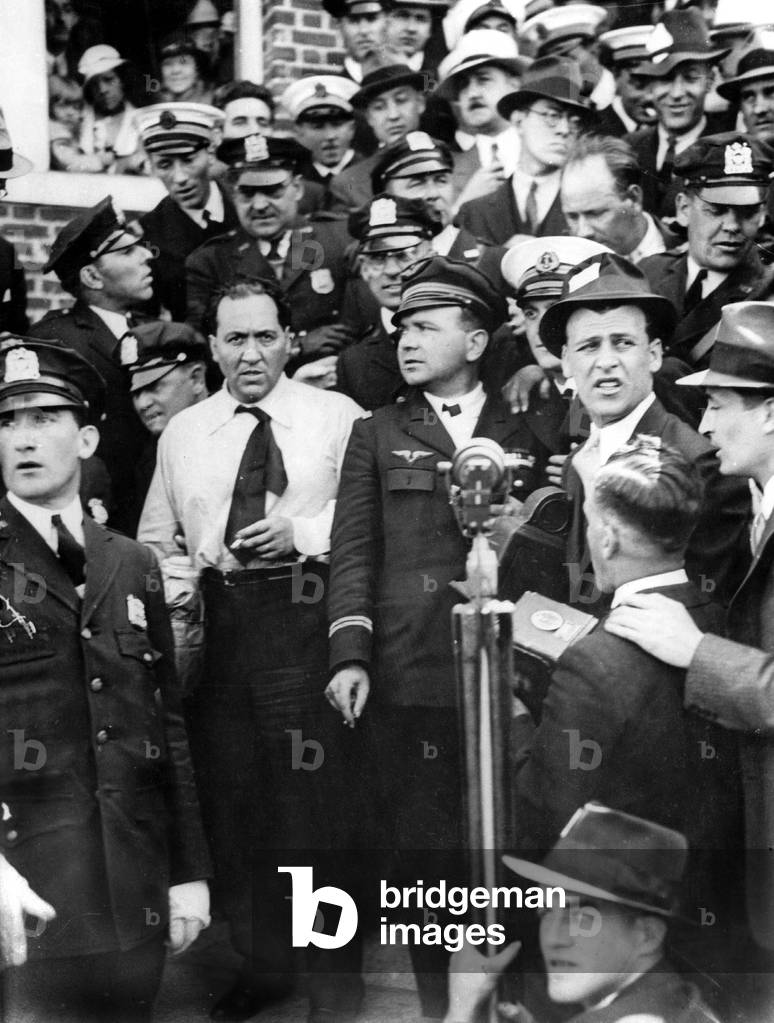 arrival in New York May 28, 1934 of the French pilots Paul Codos and Maurice Rossi after the North Atlantic crossing aboard Bleriot 110 plane