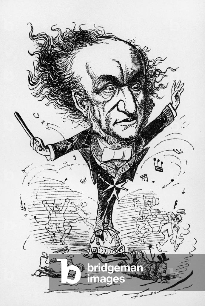 Richard Wagner (1813-1883) German composer, caricature by Faustin published in Le Figaro, 1876