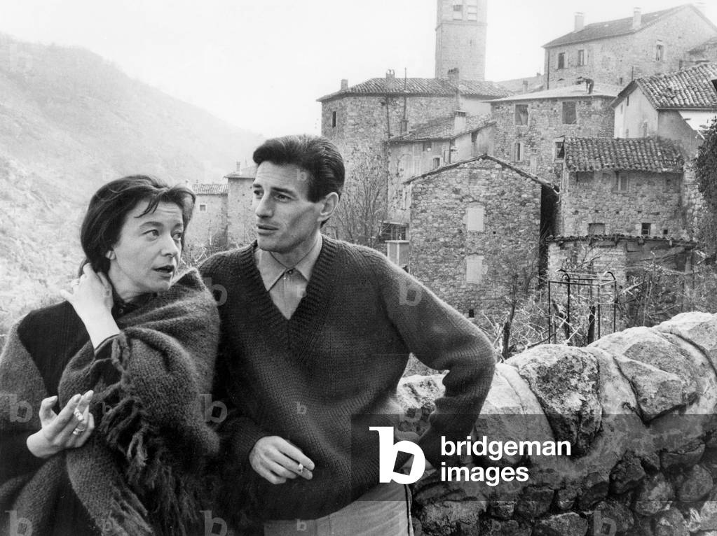 French Singer Jean Ferrat and his wife Christine Sevres at home January 5, 1965