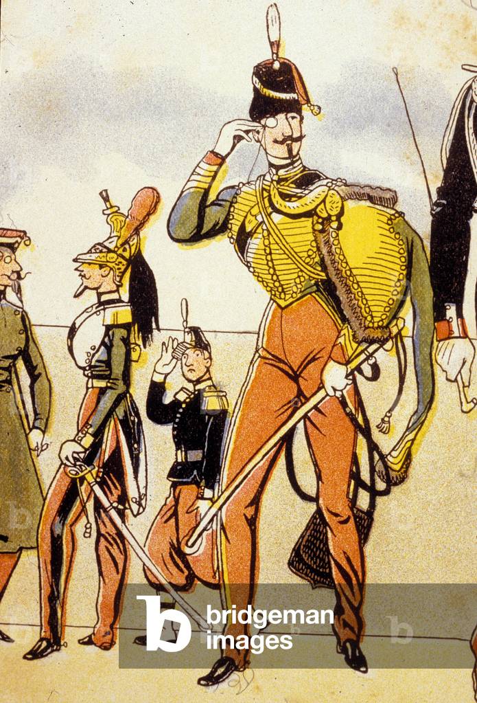 The Hussars, Army of the Second Empire, 1867 (colour litho)