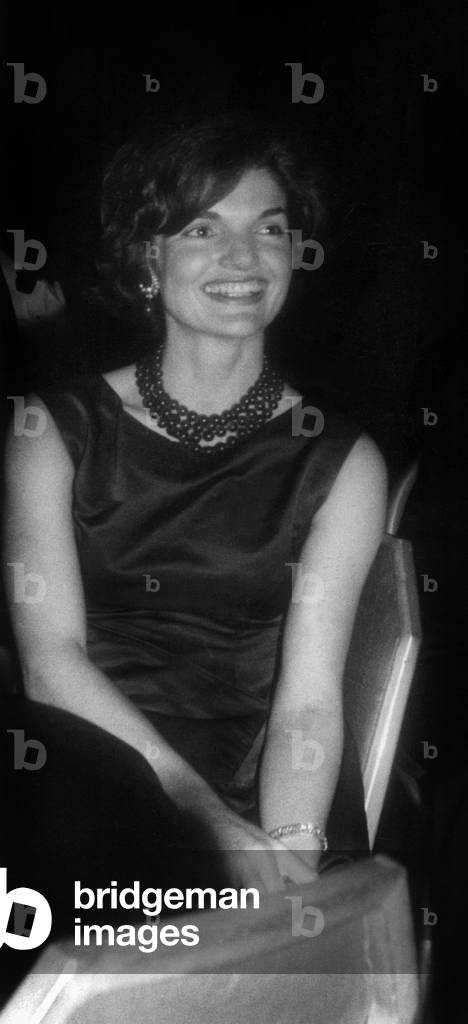 Jackie Kennedy at the Waldorf Astoria Hotel in New York for the Democratic National Committee dinner honoring EleanorRoosevelt December 8, 1959
