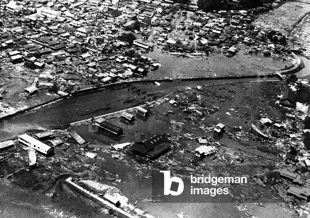 Tsunami in Japan (following the earthquakes in Chile) : view of the devastation in Miyagi, on June 7th, 1960