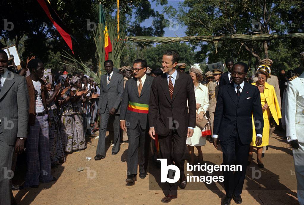 Travel of King  Baudouin of Belgium (b. 1930, son of King  LeopoldIII and Princess AstridofSweden) in Africa with senegalese President Leopold Sedar Senghor, 70's