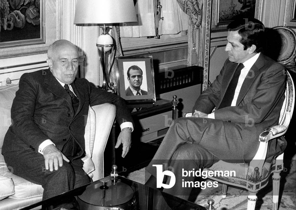 Amintore Fanfani, head of Italian senate, and Spanish President of governement, Adolfo Suarez, in Madrid, March 1979