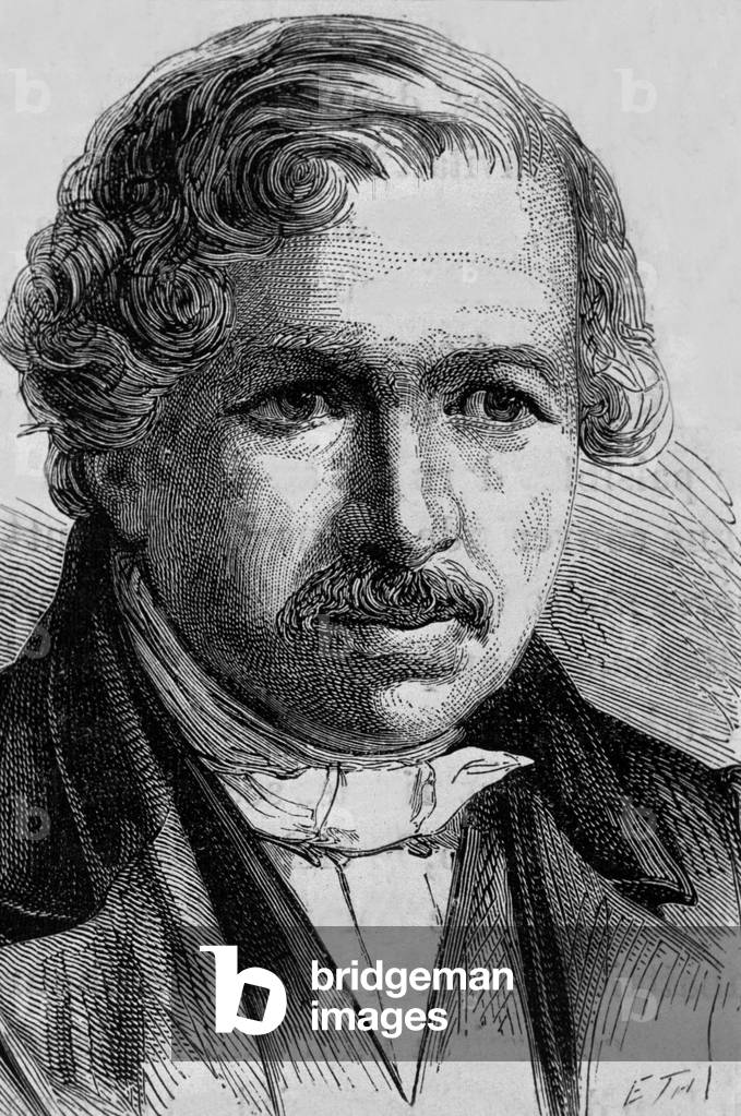 Louis Daguerre, French painter inventor of the diorama and the daguerreotype (engraving)