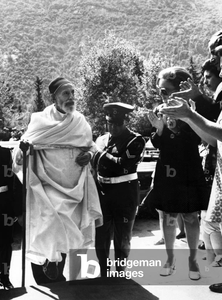 King Idris 1st of Libya, Muhammad Idris As-Senussi, during his visit in Greece on September 8, 1969 in Athens