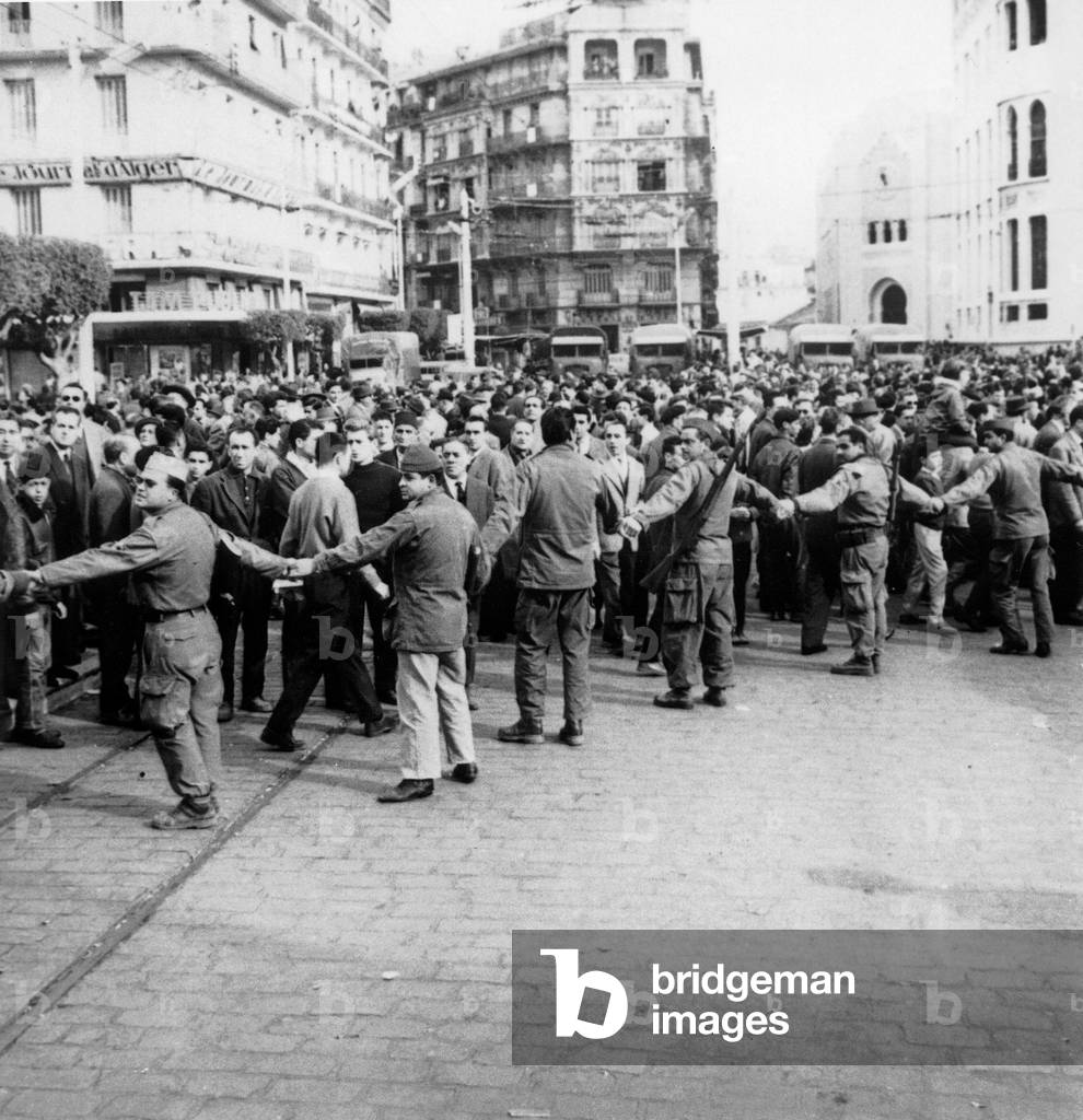 Days of barricade in Algiers (demonstrations in favour of French Algeria) January 28, 1960 during war in Algeria war