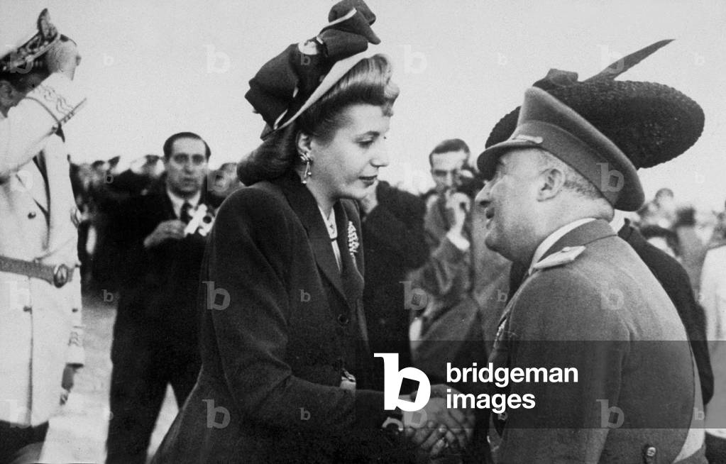 Eva Peron and General Francisco Franco, head of Spanish state, in April 1947