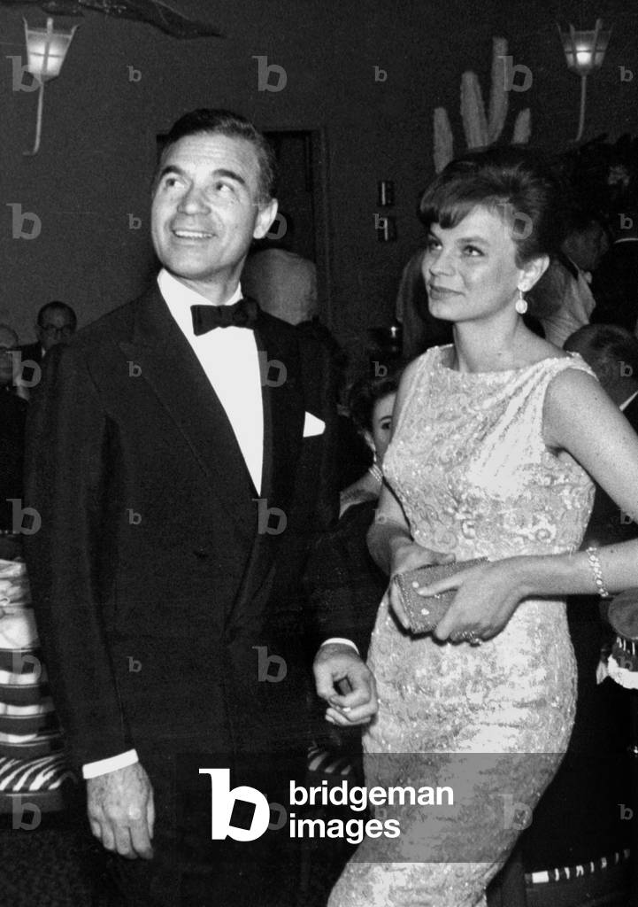 Porfirio Rubirosa and his wife Odile Rodin during the opening of the new wight club in New York January 3, 1961