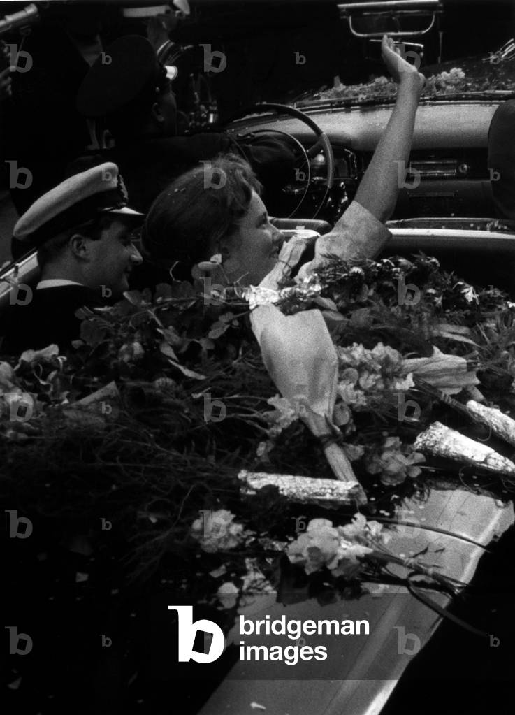 Princess Paola and prince Albert of Belgium (future King  Albert II) in Liege, June 11, 1959