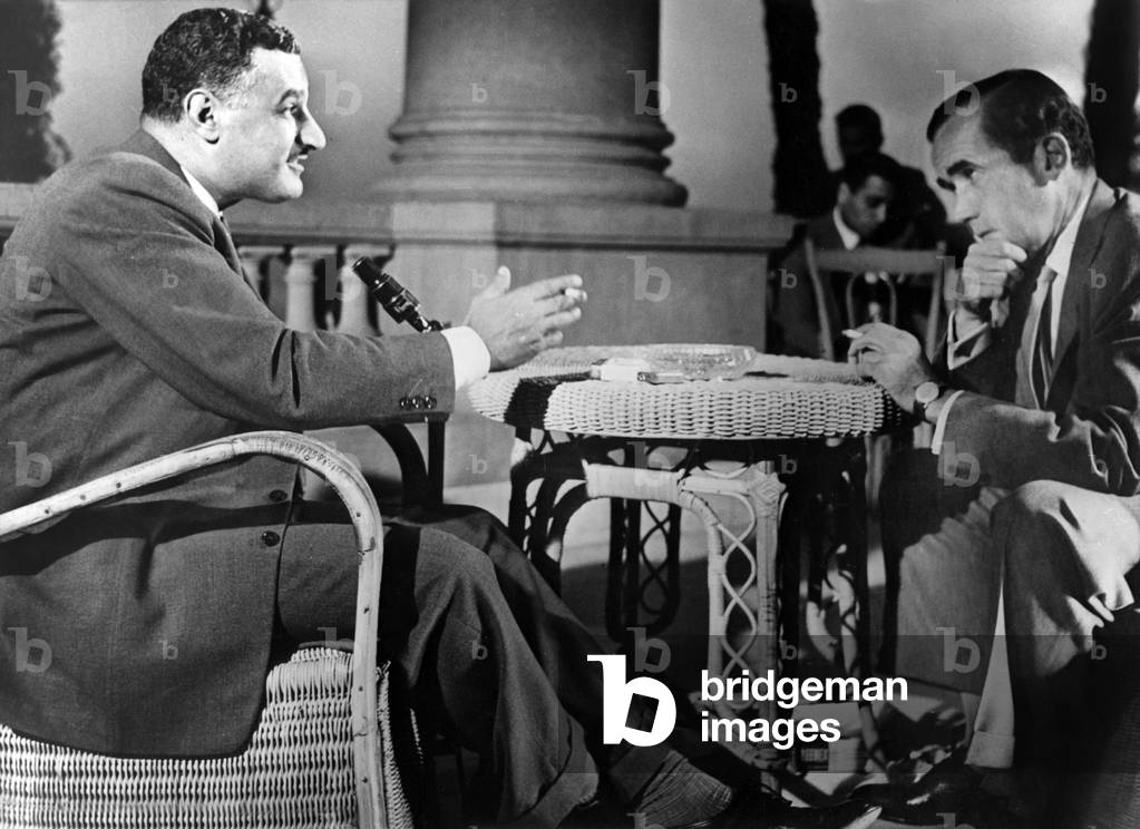 Gamal Abdel Nasser, Egyptian President, speaking to Edward R. Murrow American journalist in cairo on November 25, 1956