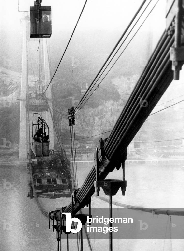 Tancarville bridge in Normandy, France March 11, 1959