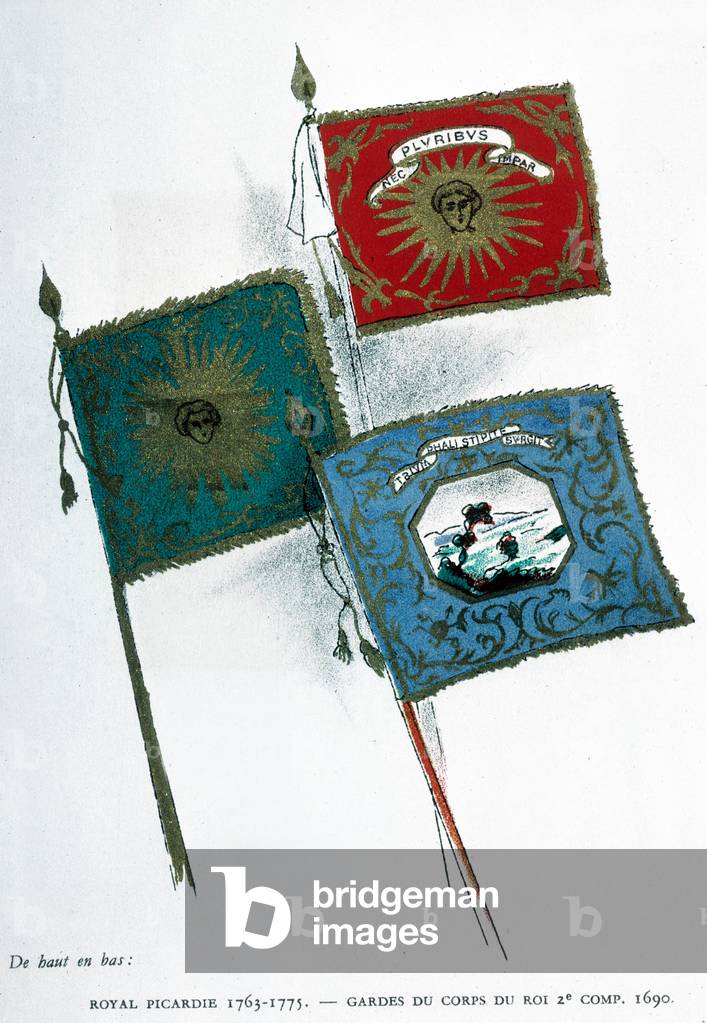 From top to bottom Royal Picardie 1763-1775 King's Corps 2nd Company 1690et Gendarme de Bretagne 1765