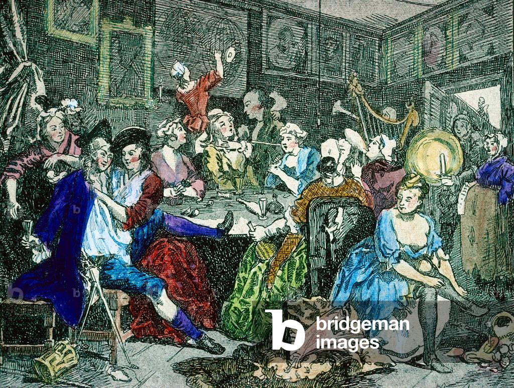 The Rake's Progress: Tavern Scene, 18th century (engraving)