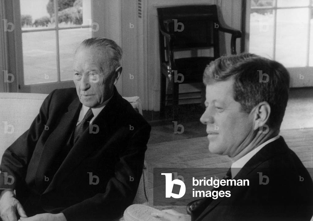 Konrad Adenauer German chancellor and American President John Fitzgerald Kennedy at the White House in Washington December 17, 1962