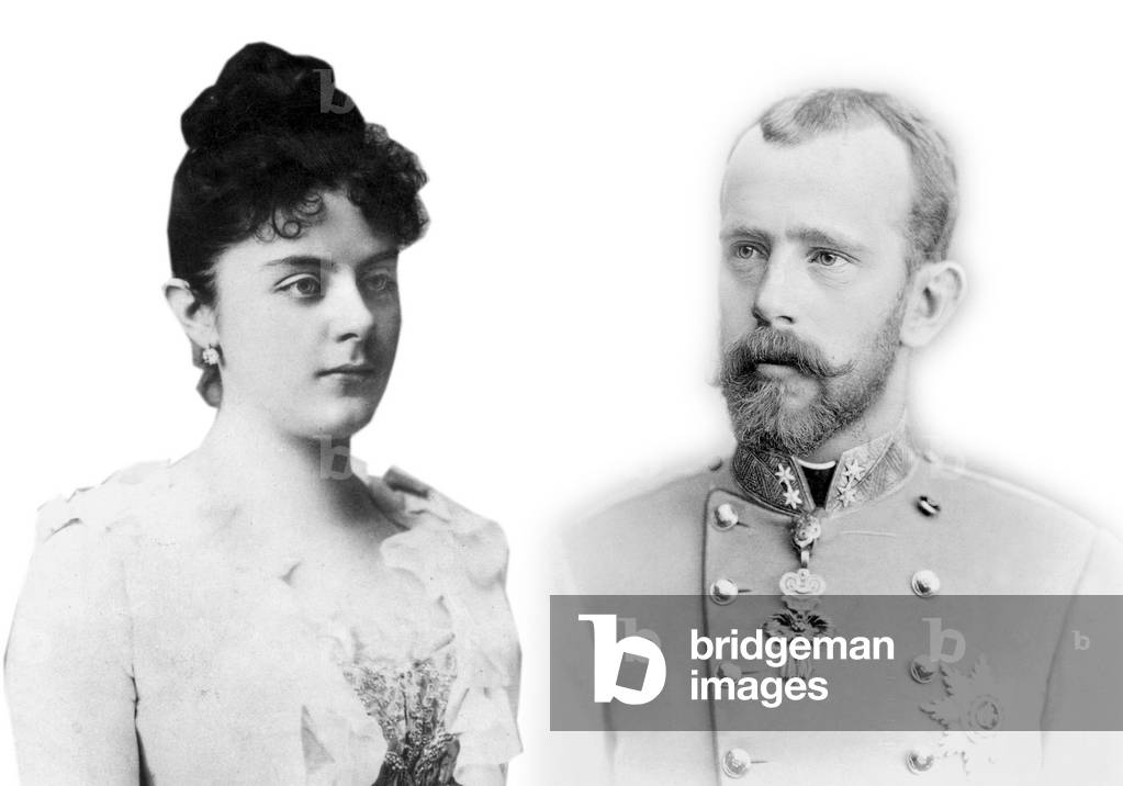 Maria Vetsera (1872-1889), mistress of archDuke Rodolphe of Habsburg, here with ArchDuke and crown prince of Austria, both died in Mayerling tragedy on January 30, 1889