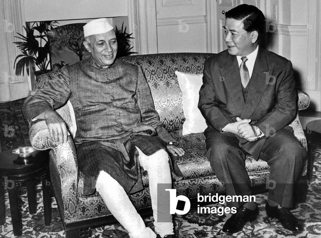 South Vietnam President Ngo Dinh Diem with Indian Prime Minister Nehru during visit in India November 8, 1957