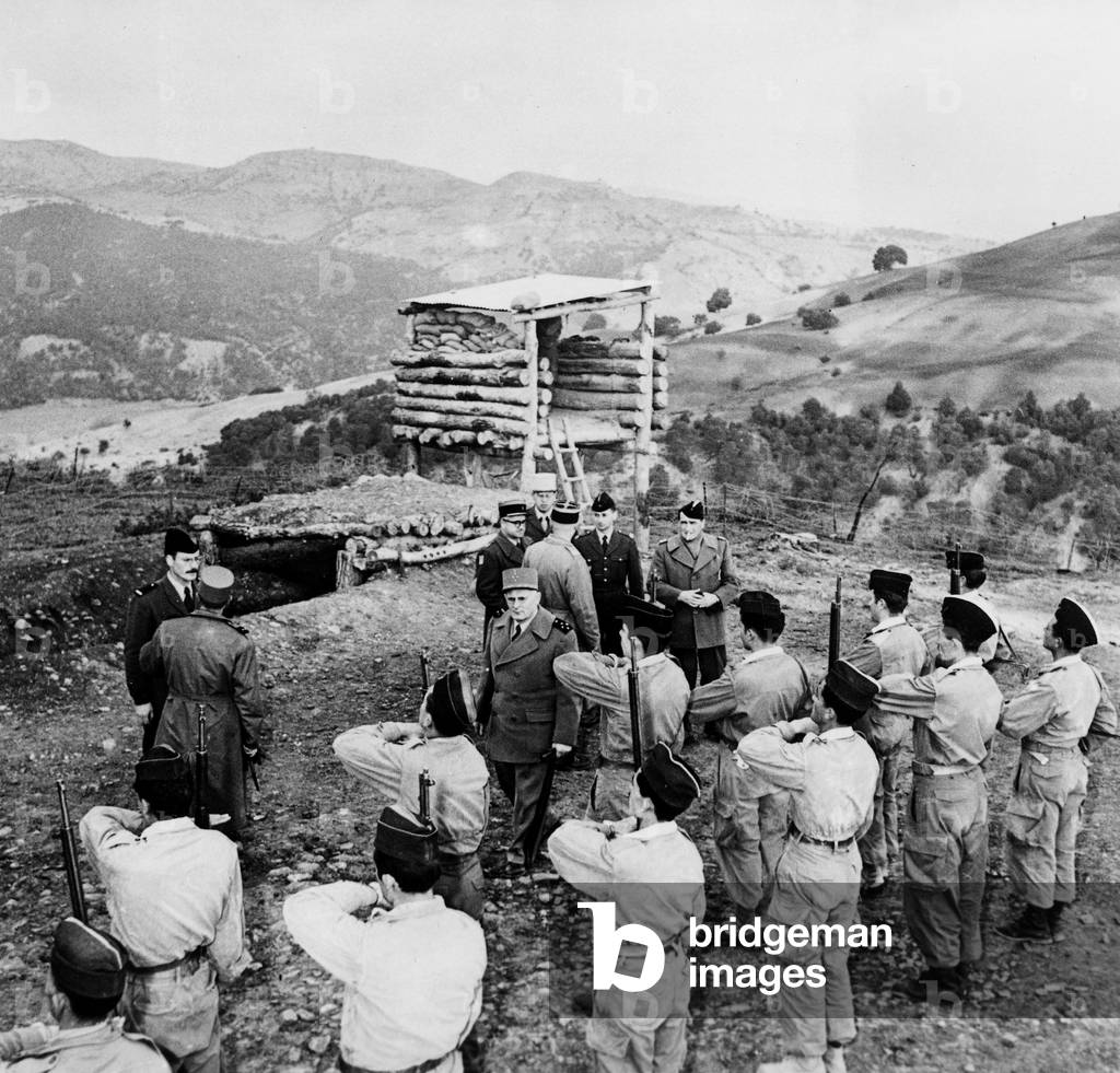 French officer Zeller chief head of French army arriving at Ouled Moussa January 2, 1959 during the war in Algeria