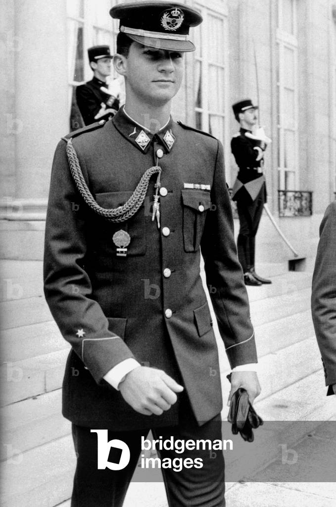 young Prince Felipe of Spain after visit to French President FrancoisMitterrand at Elysee palace in Paris June 30, 1988