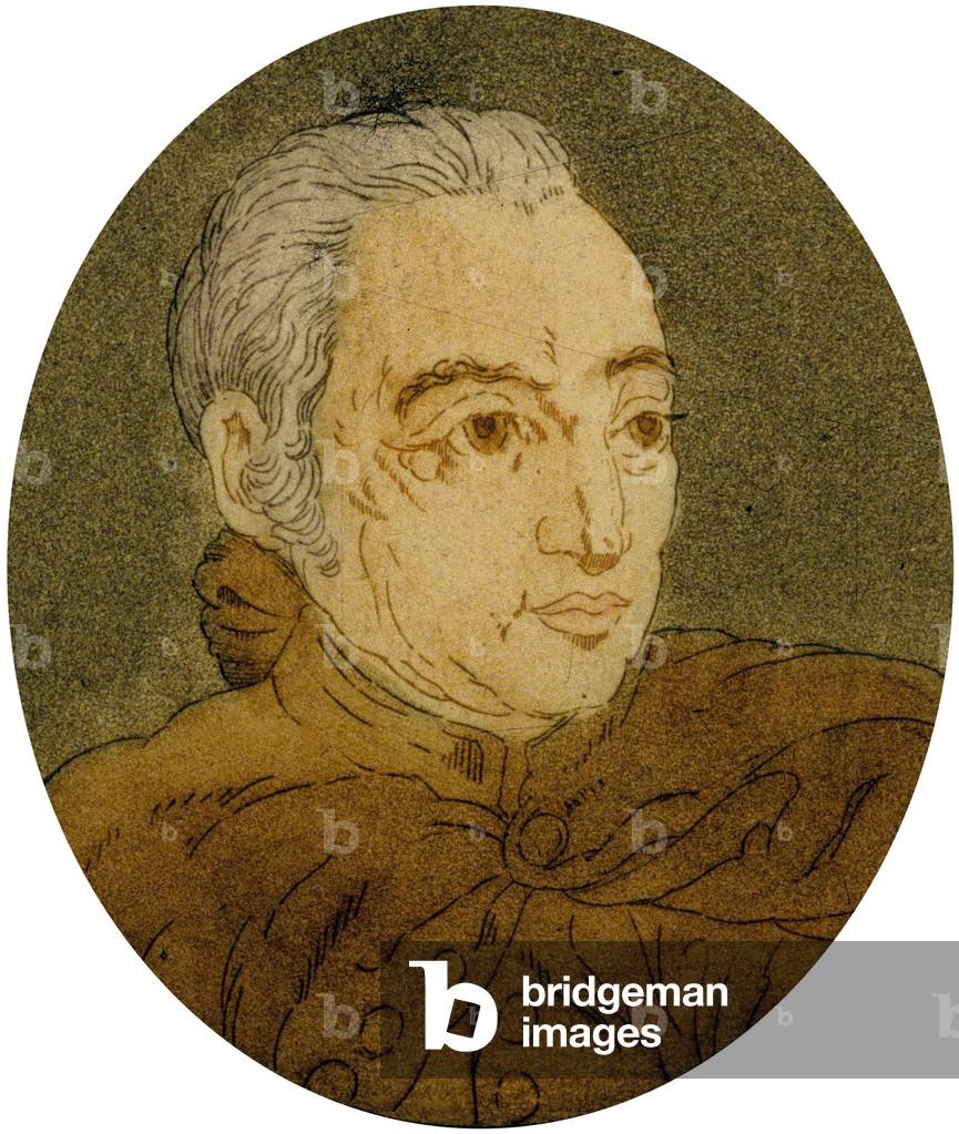 Nicolas Restif (1734-1806) better known as Restif de La Bretonne (or Retif de la Bretonne), French writer of the century of Lumieres litho after a drawing by L. Berthet