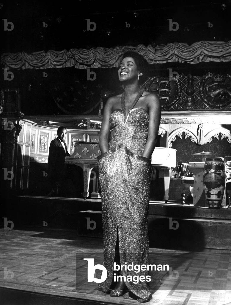 Sarah Vaughan (1924-1990) American jazz Singer and pianist c. 1950 on stage