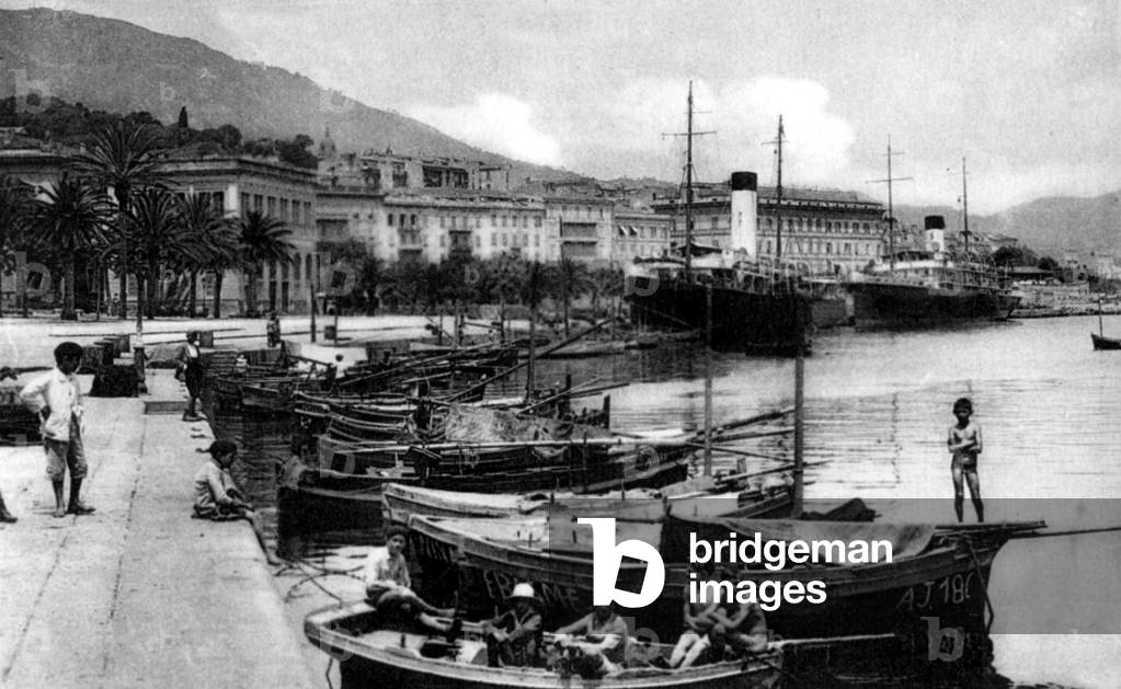 Harbour of Ajaccio, Corsica, c.1905 (b/w photo)