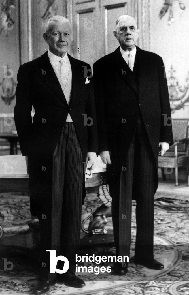 Rolf Andersen, Norwegian ambassador, in Paris with General Charles de Gaulle, French President, September 30, 1963