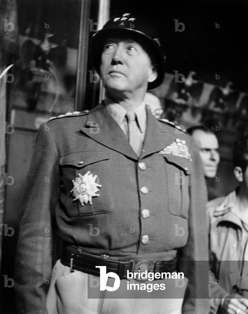 American General George S. Patton here during military ceremony in Invalides in Paris August 17, 1945