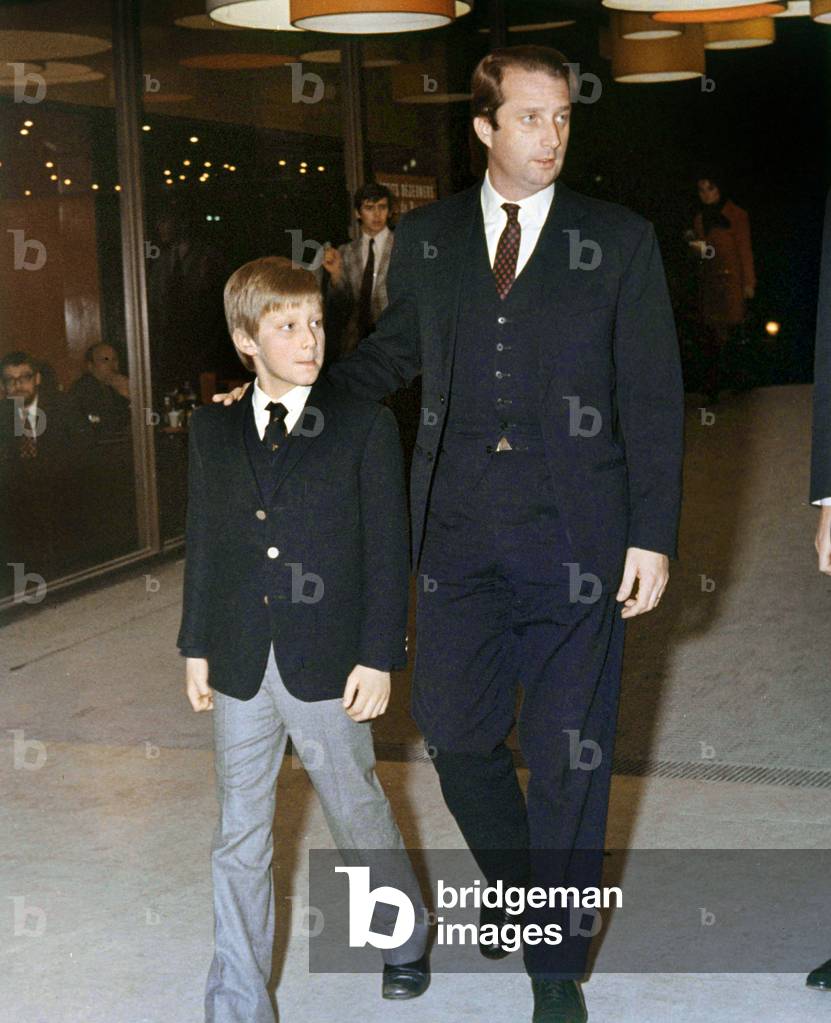 Prince Albert of liege (future King  Albert II) and his son prince Philipp in 1971