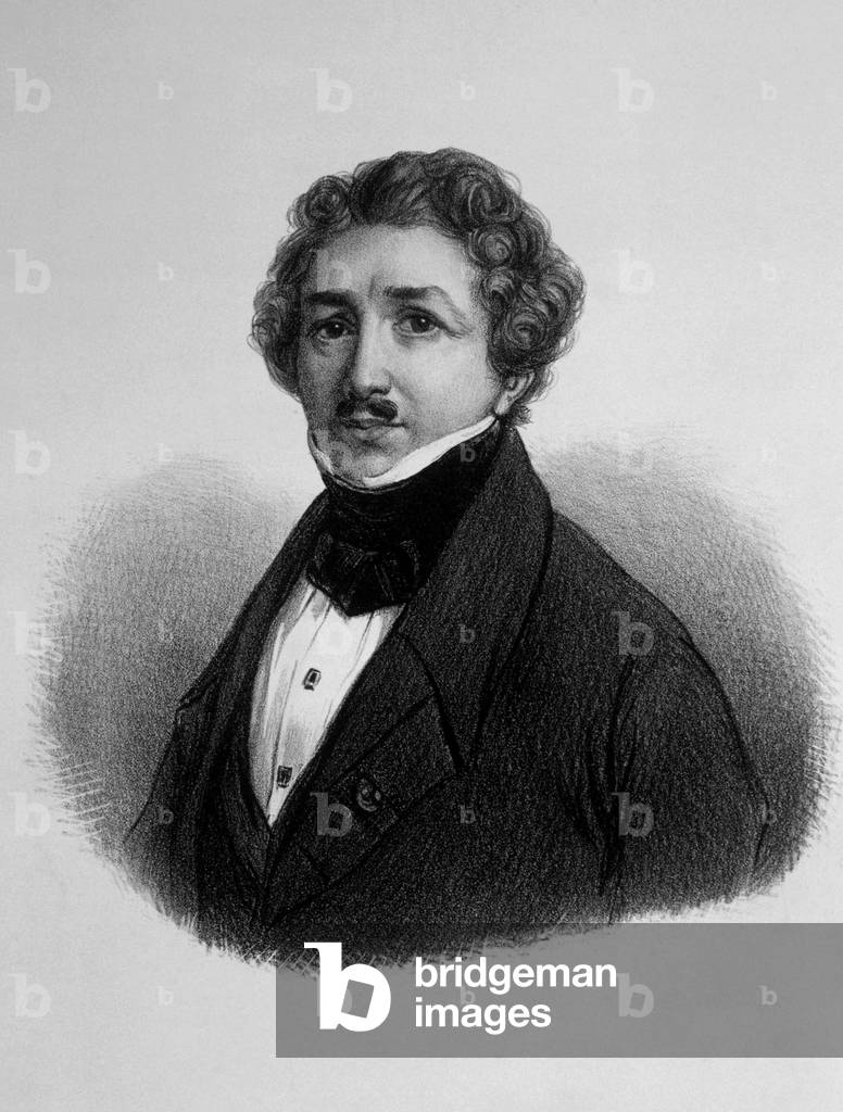 Louis Daguerre, French painter inventor of the diorama and the daguerreotype (engraving)