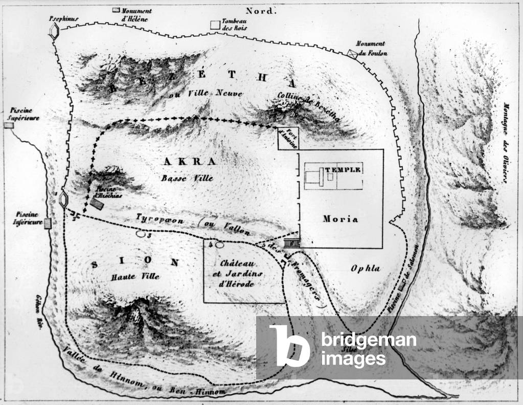 Map of Jerusalem at time of its destruction by Titus c. 70 BC