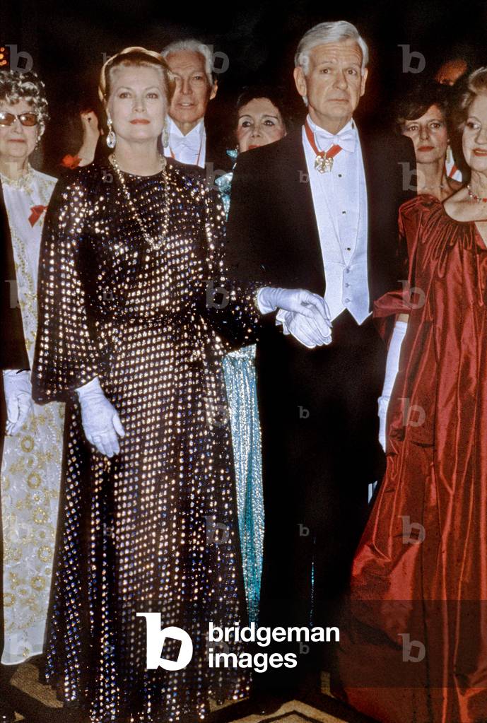 Princess Grace of Monaco with Dr Robert Campbell March 1982 at Bal Polonaise, New York, honoring NelaRubenstein