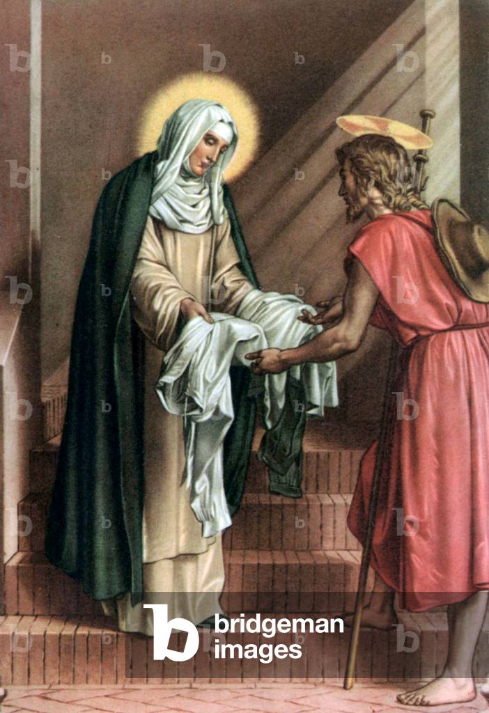 Serie de Cartes Postales religieuses des annees 50 a valeur educative biblique realisees d'apres les grandes oeuvres des Beaux-Arts Italiens: ici d'apres 