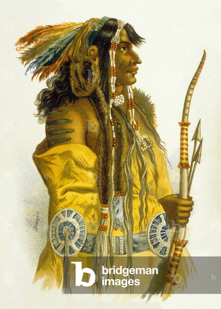 Indian Mandan United States lithograph by Brandin 1883