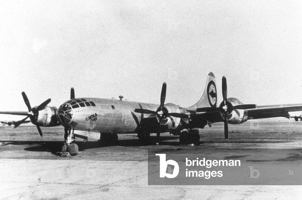 Military American plane B29 Enola Gay which dropped the atomic bomb on Hiroshima on August 06, 1945