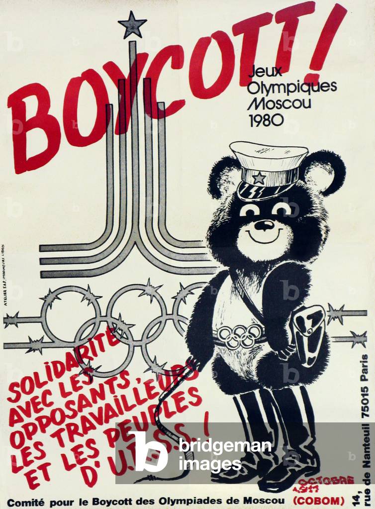 Poster Advocating the Boycott of the Olympic Games in Moscow in 1980 (colour litho)