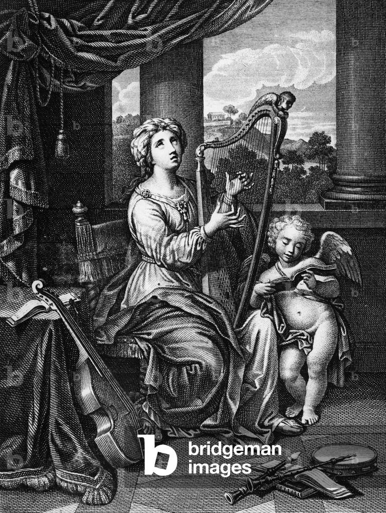 Saint Cecile, Patron Saint of Musicians (engraving)