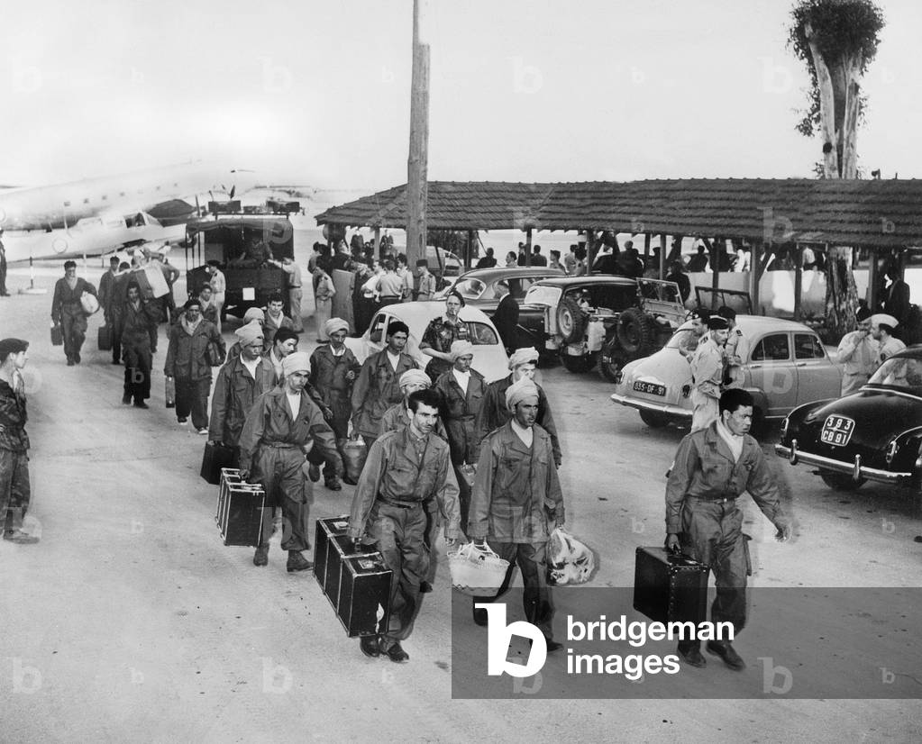 Arriving of French muslim soldiers in Algeria as reinforcements of French troops during the war June 5, 1957