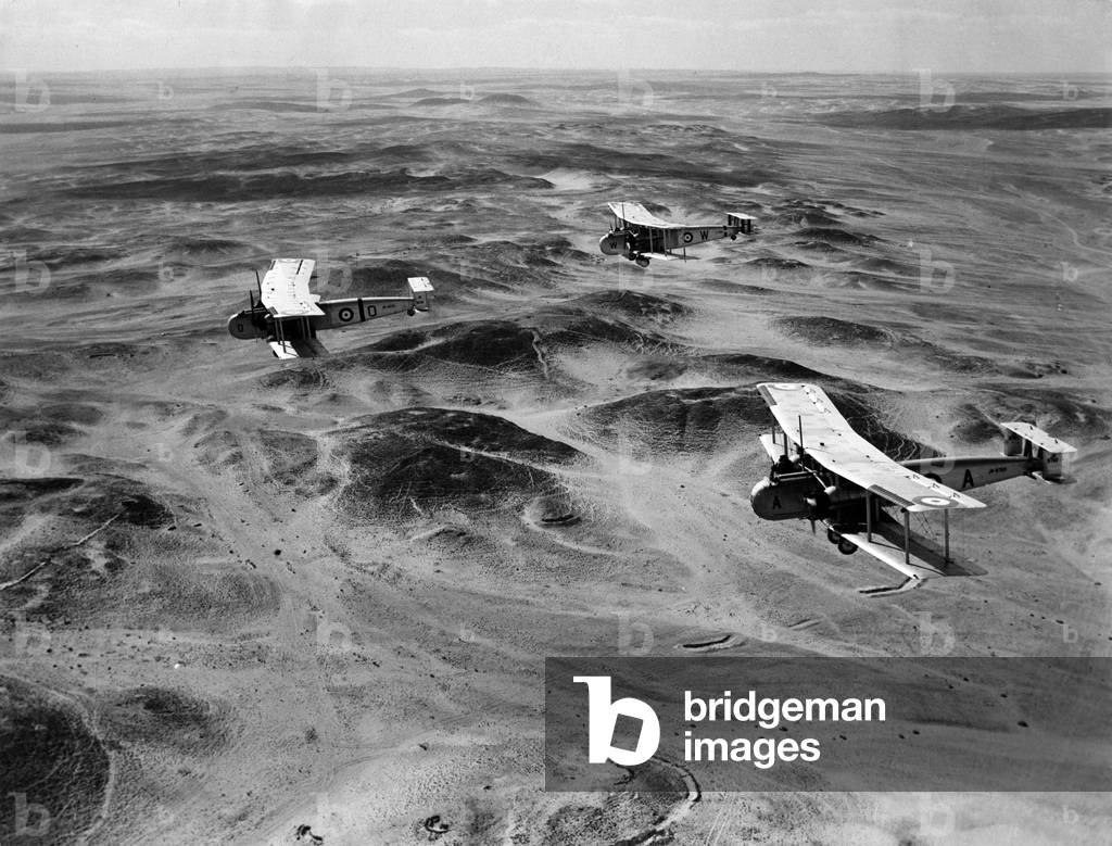 English plane Vickens Valentias (RAF) flying from Egypt to Palestine 1938