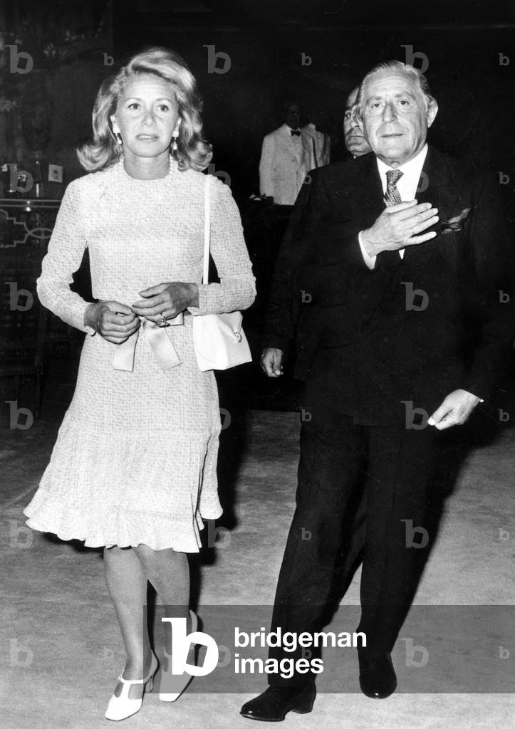 Greek shipowner Stavros Niarchos (1908-1996) with 2nd wife Tina Nivanos (Eugenia's sister and former wife of AristotleOnassis) here in Athens during reception of the greek shipyards June 12, 1972