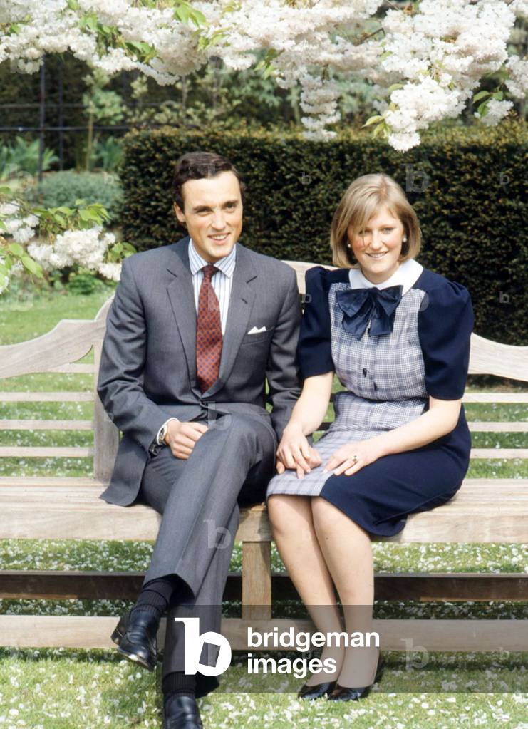 Princess Astrid of Belgium (daughter of Albert of Liege future King  Albert II and Paola) with her fiance Archduke Lorenz of Austria-Este,  May 12, 1984