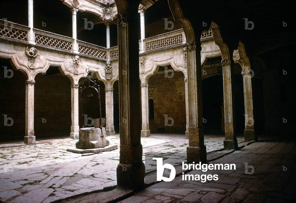 The Casa de las Conchas is a historic building in Salamanca in central Spain here the inner courtyard