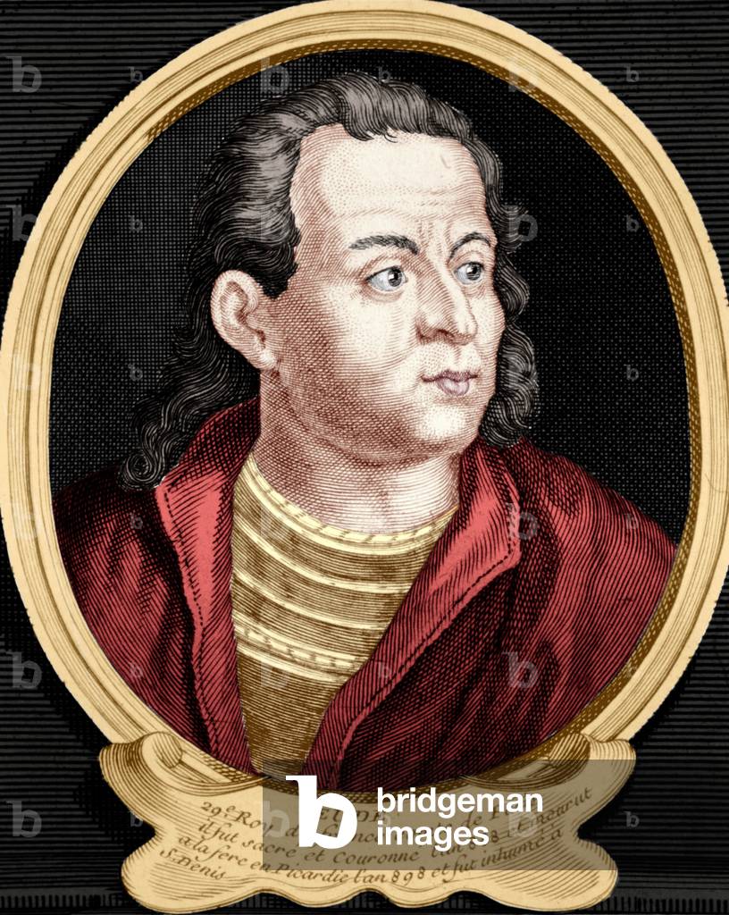 Eude (860-898) count of Paris and later King  of France in 888-898, engraving